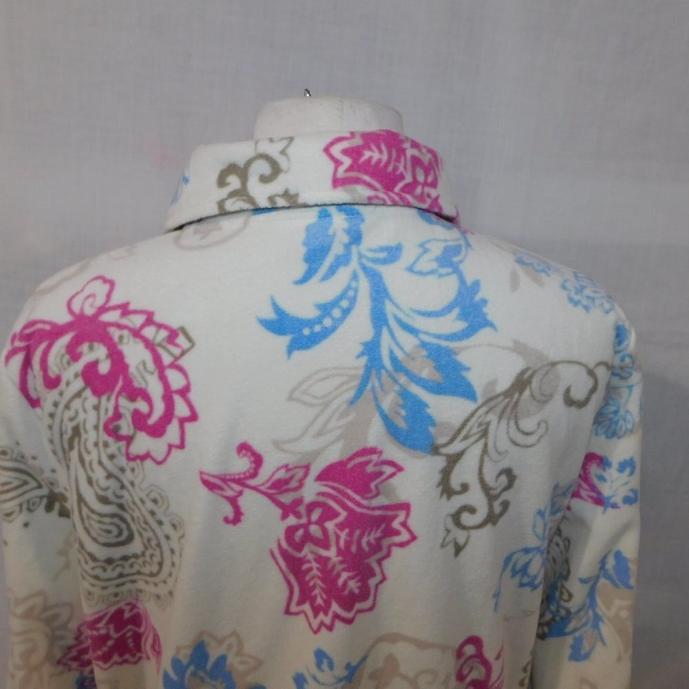 White Stag Paisley Floral Fleece Full Zip Jacket Cream Brown Pink Blue Womens L - Picture 10 of 11